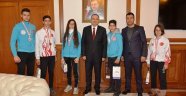 Vali Kaban, Dereceye Giren Sporcuları Makamında Kabul Etti